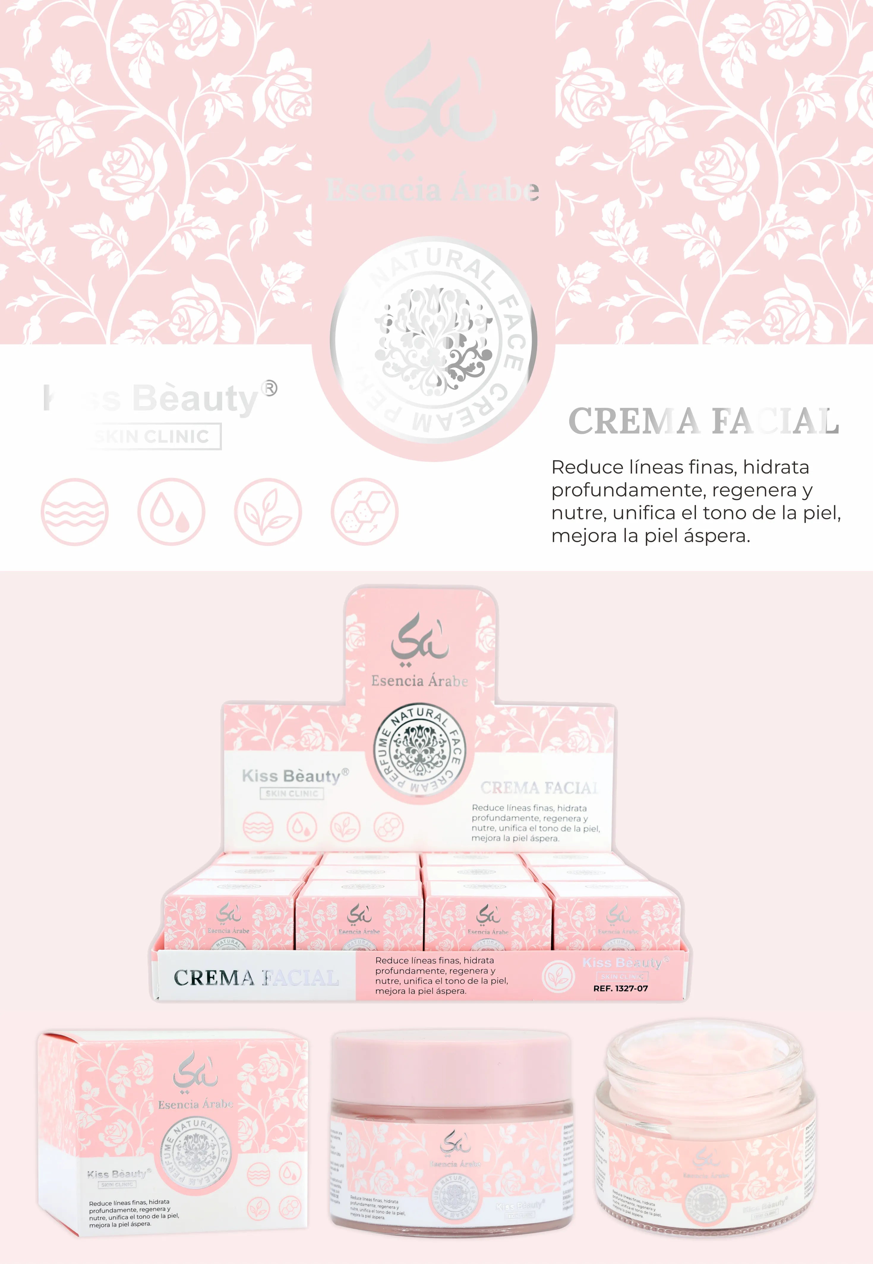 Esencia Árabe Crema Refinadora Facial. Ambientado en Perfume Yara.