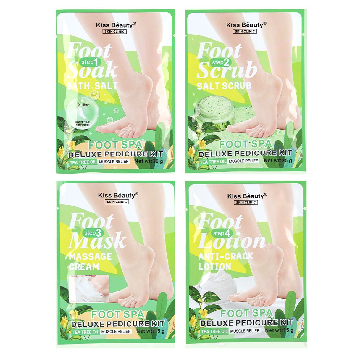 Kit De Pedicura Deluxe Para Pies Aceite de Árbol de Té. Kit de 4 Mascarillas.