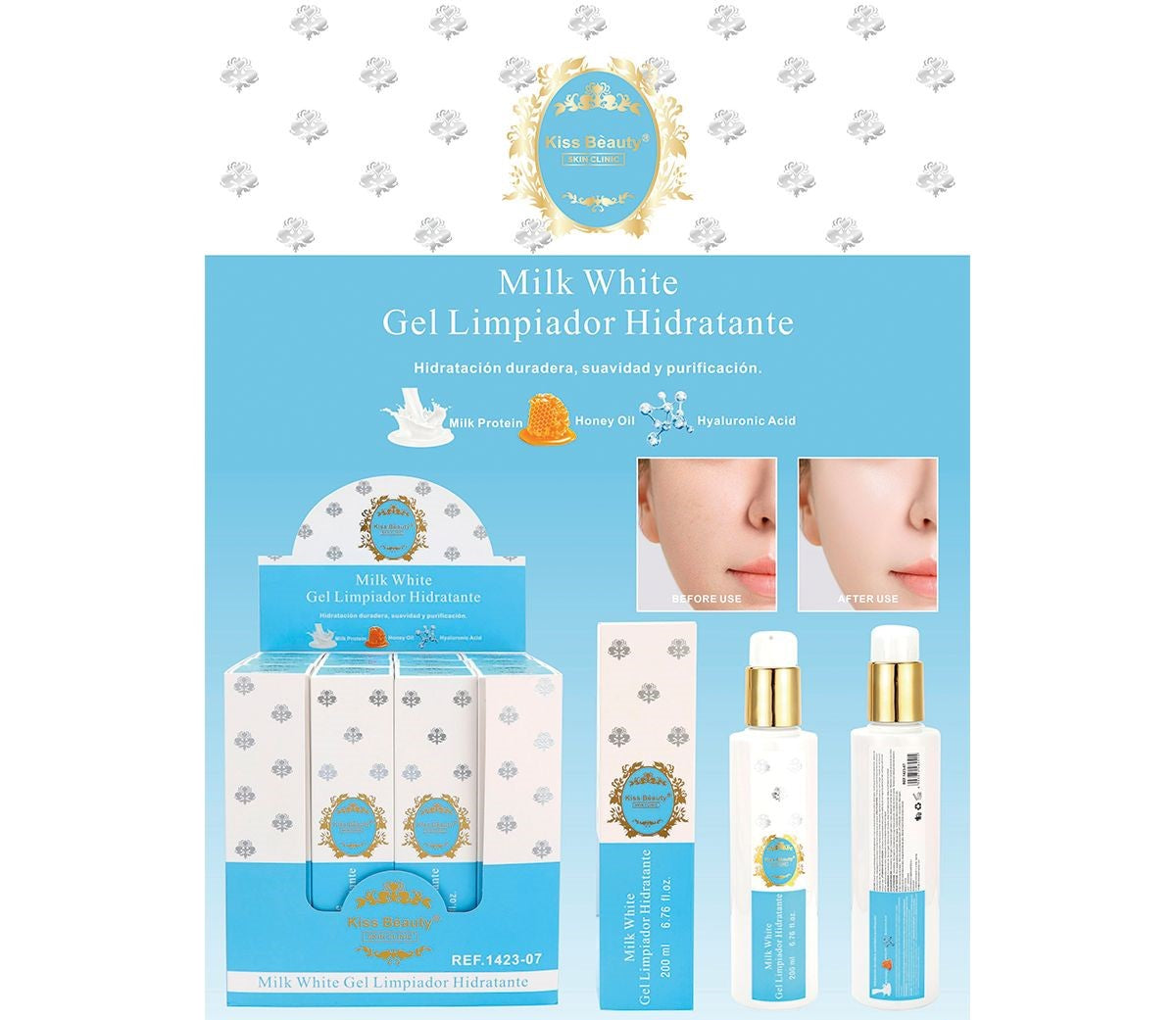 Gel Limpiador Hidratante. Serie Milk White