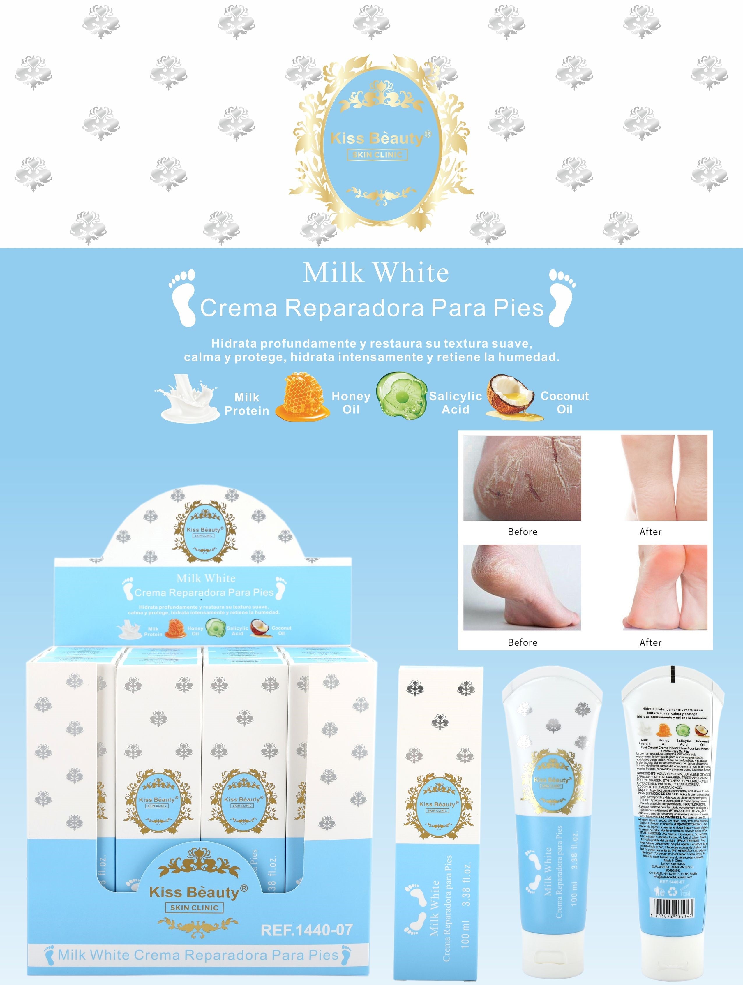 Crema Reparadora para Pies. Serie Milk White.