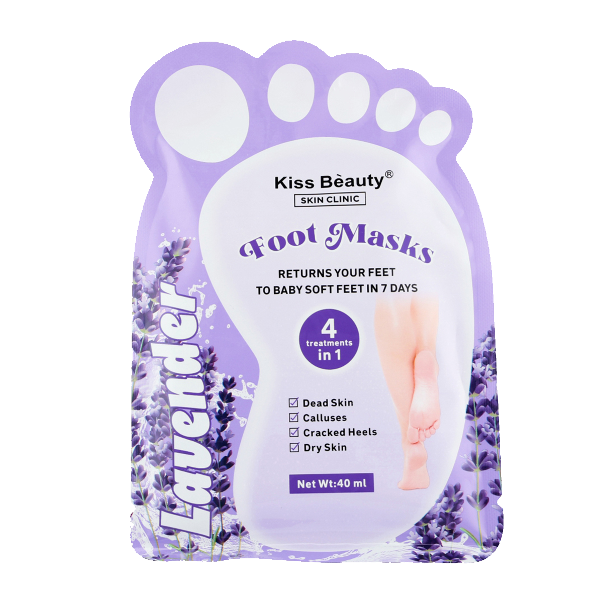 Mascarilla para Pies, 4 in 1, con Extracto de Lavanda