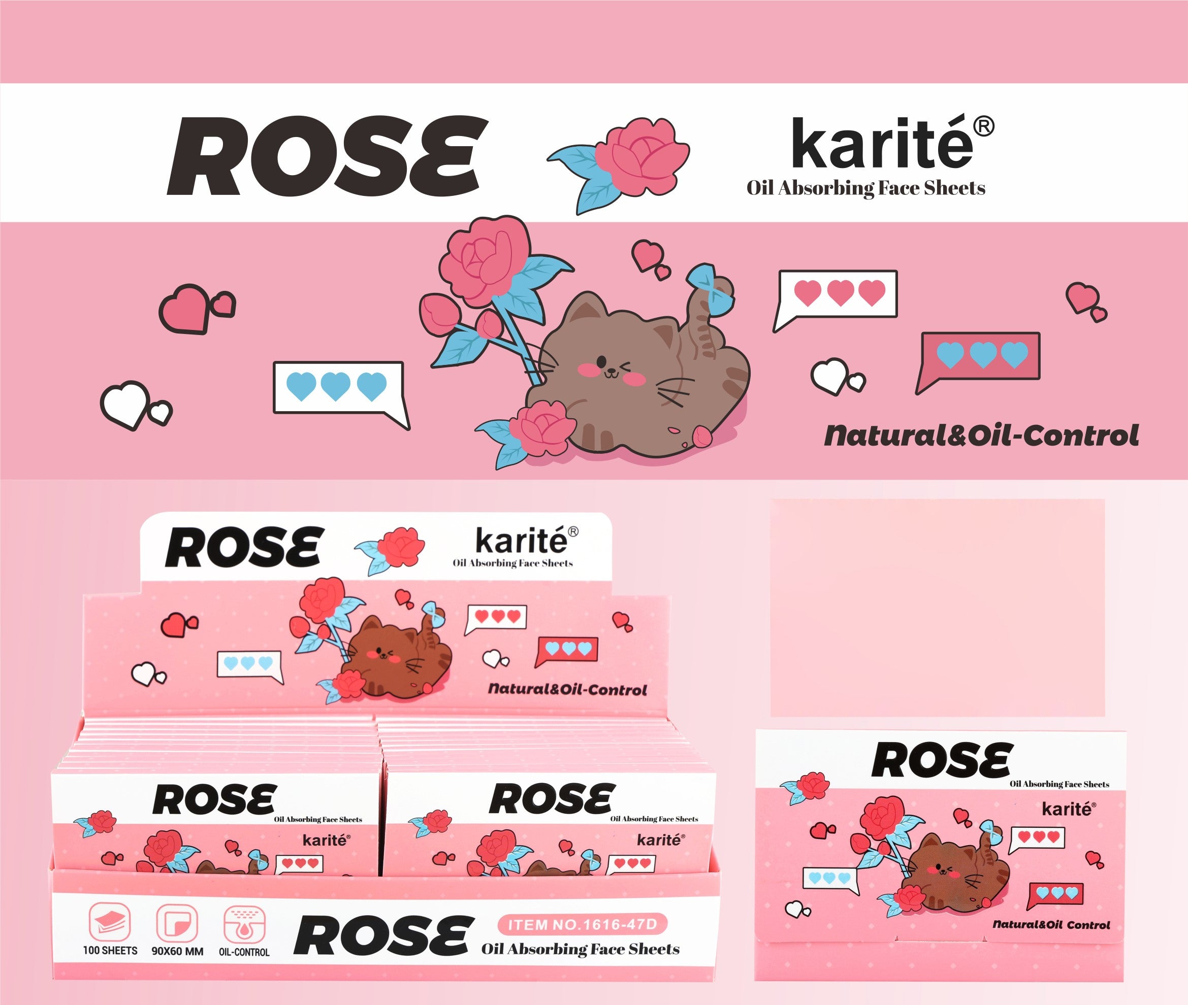 Papel Absorbente de Grasa , Rosa , Control de Grasa, Rápida Absorción, 100 Unidades