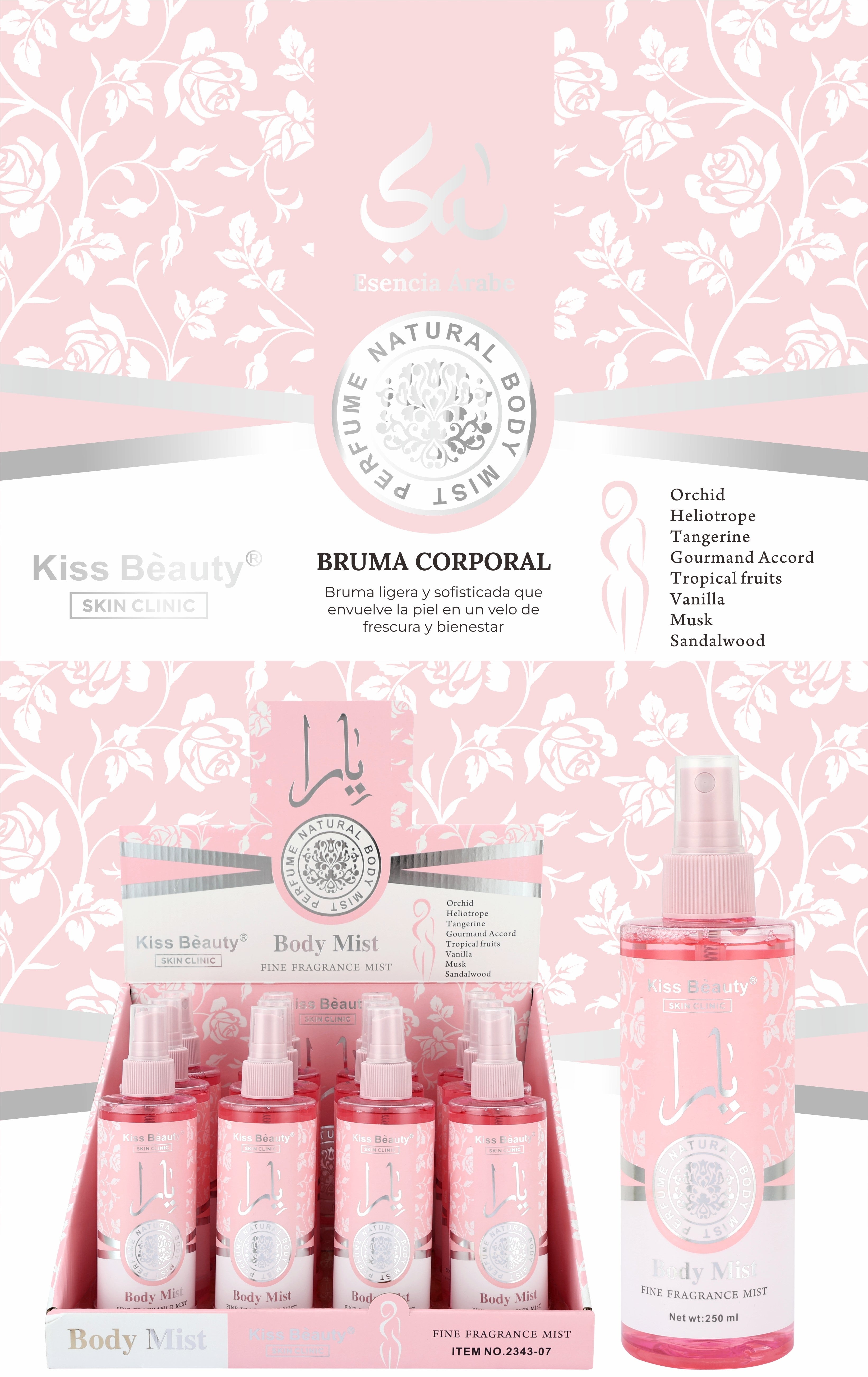 Esencia Árabe Bruma Corporal. Ambientado en Perfume Yara.