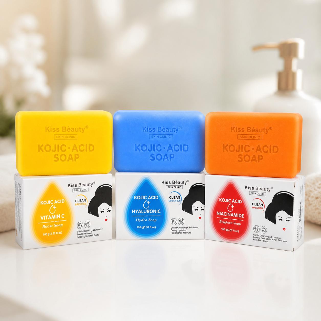 Jabón Kojic Acid Facial y Corporal con Ácido Kójico, Antimancha, Iluminador, Limpia e Hidrata. Combinado con Vitamina C,