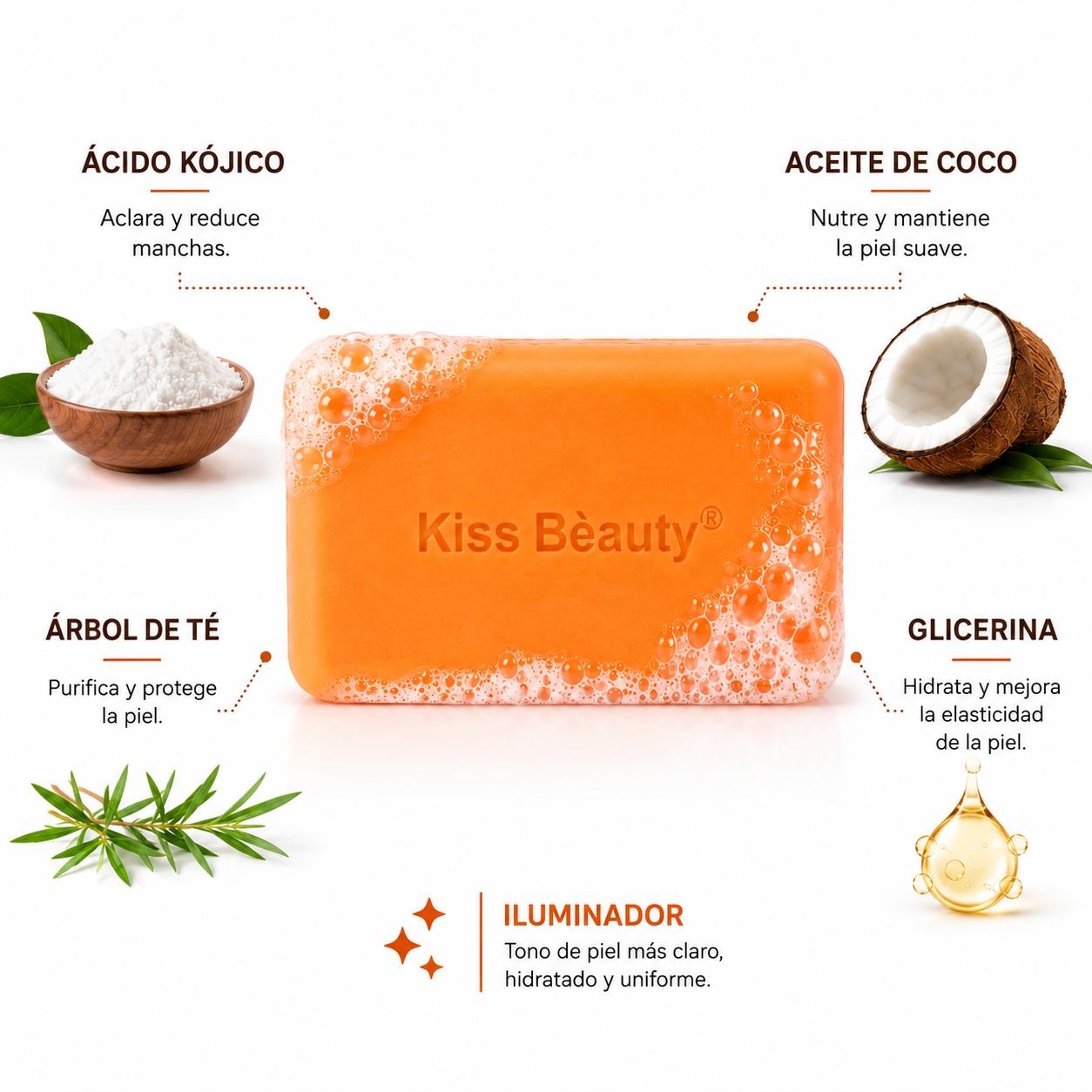 Jabón Ácido Kójico Iluminador – Con Árbol de Té, Aceite de Coco y Glicerina – 135 g