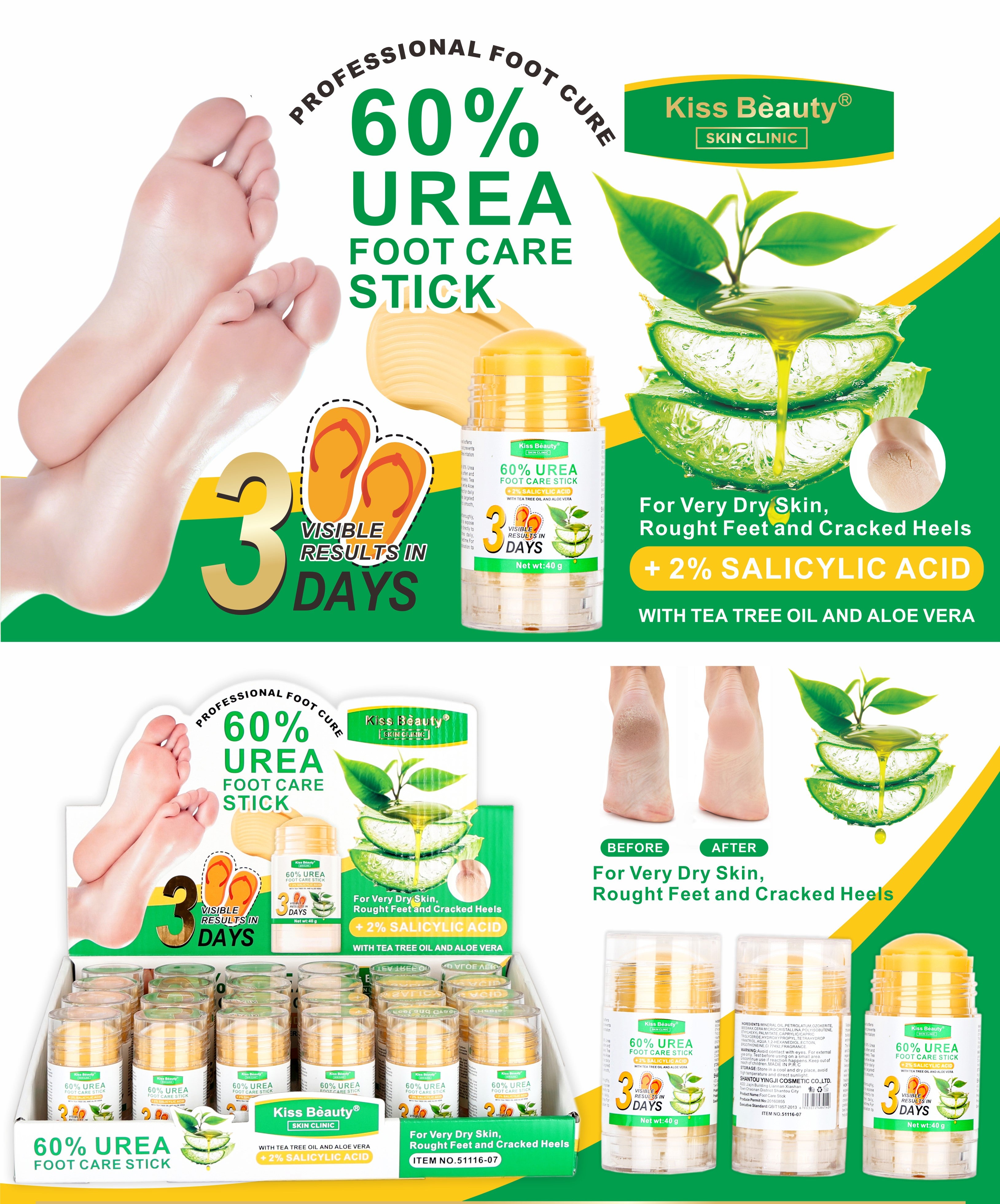 Barra Stick para Tratamiento de Sequedad y Nutre Pies, con Urea y Ácido Salicílico.