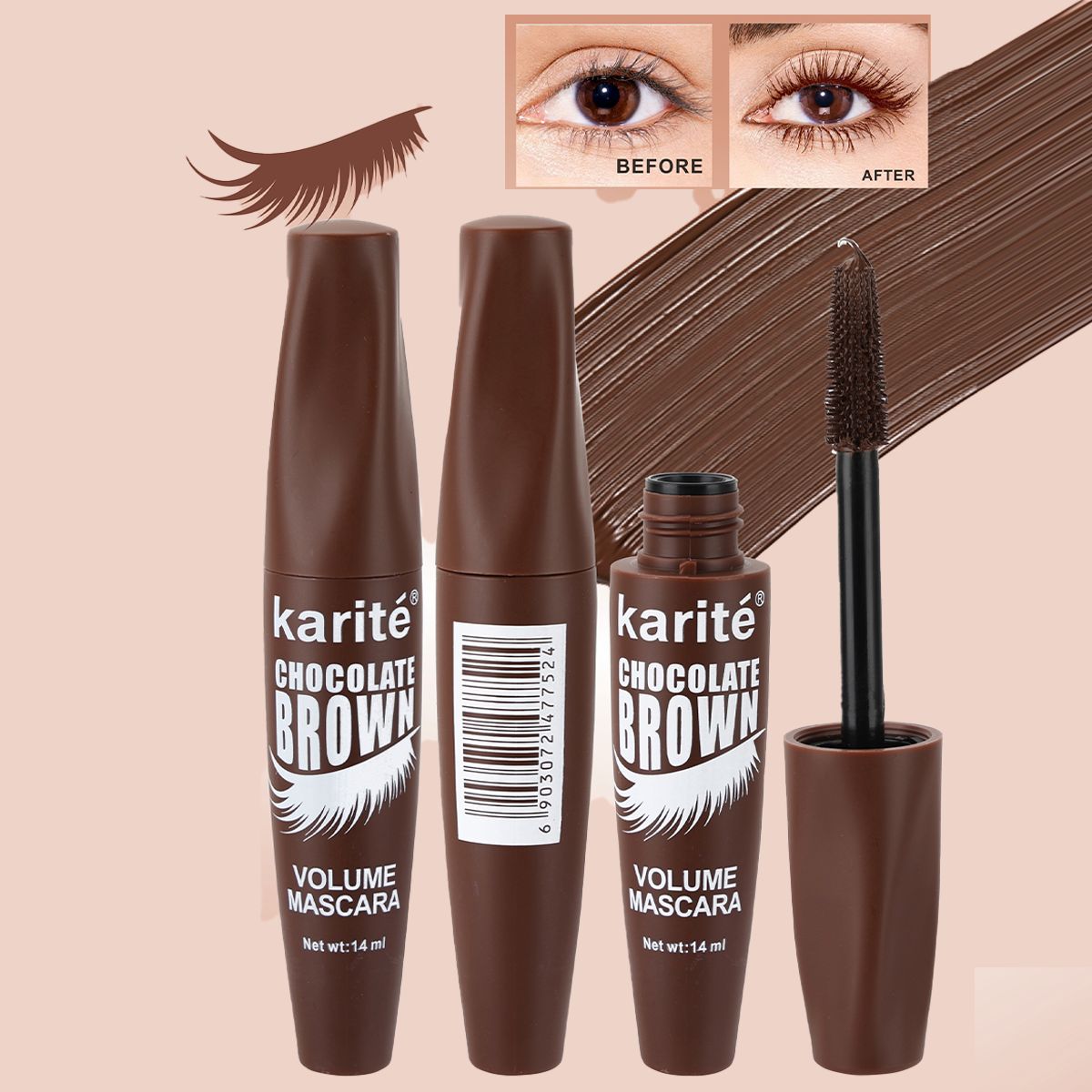 Máscara Volumen con Rizador Grueso e Impermeable, Secado Rápido.