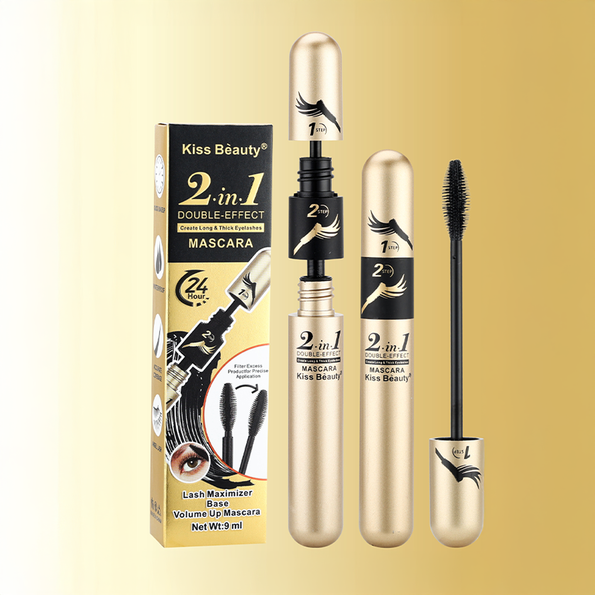 Máscara de Pestaña 2 en 1 Pestañas Largas y Gruesas