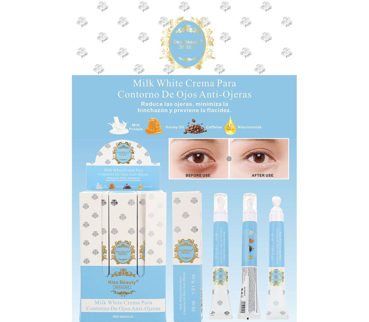 Crema Para Contorno De Ojos Anti-Ojeras. Serie Milk White