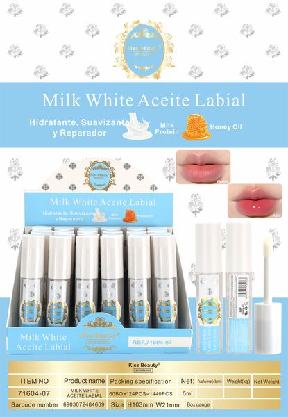 Aceite Labial Hidratante, Suavizante y Reparador. Serie Milk White