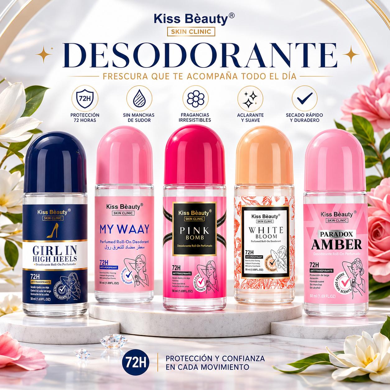 Desodorante Roll-On Perfumado 72H para Mujer. Inspirado en Perfumes de Moda.