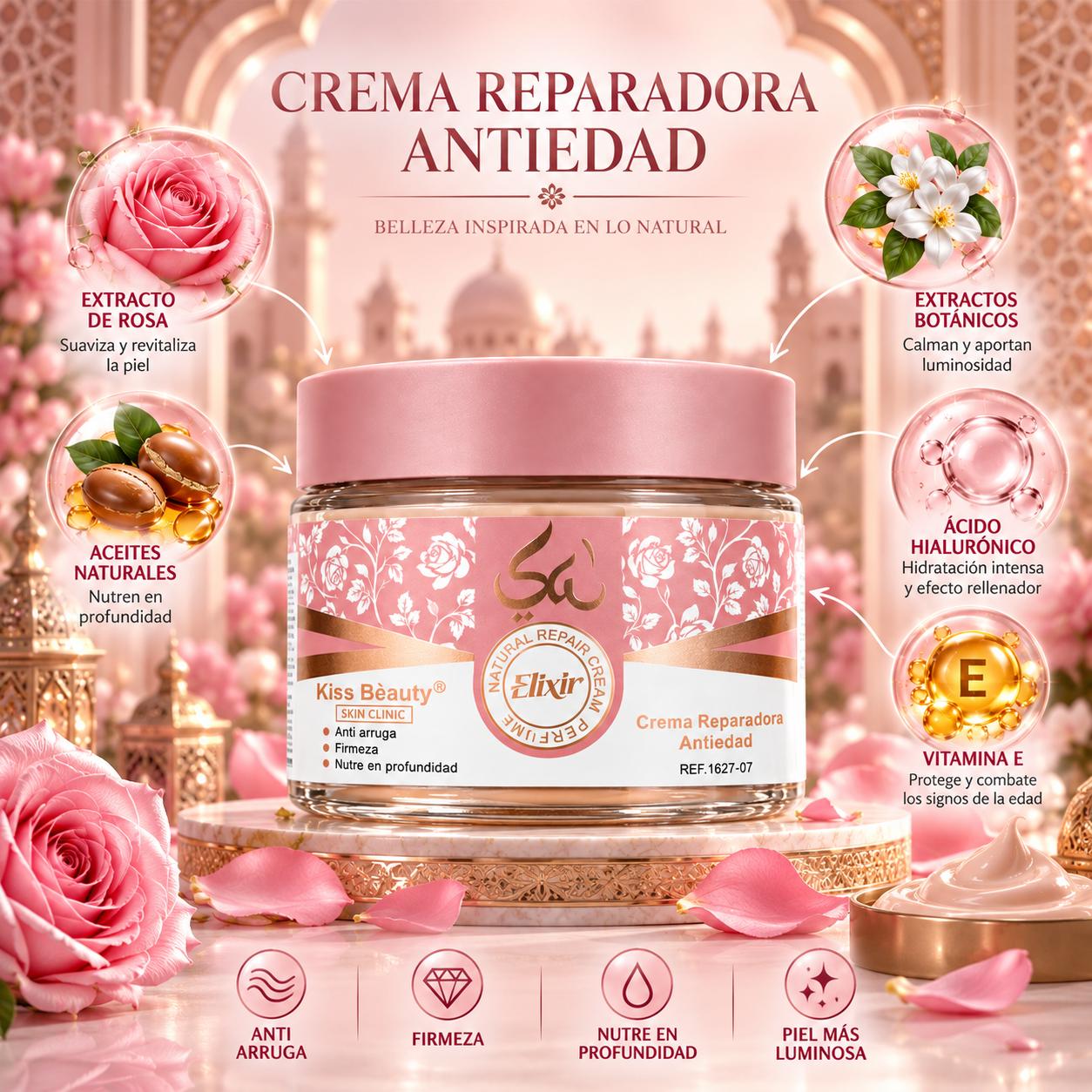 Colección Esencia Árabe Serie Elixir, Loción Corporal, Gel de Ducha, Desodorante, Sérum Facial Renovador, Exfoliante Cor