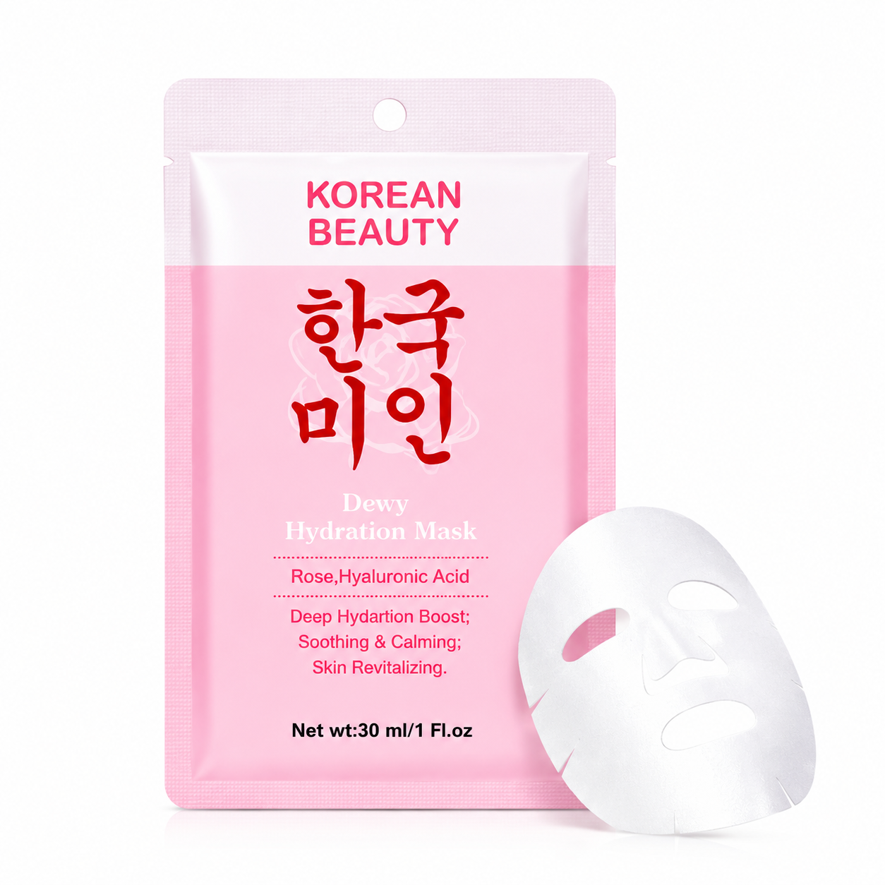 Mascarilla Hidratante Jugosa con Rosa, BHA, PHA. Serie Korean Beauty.