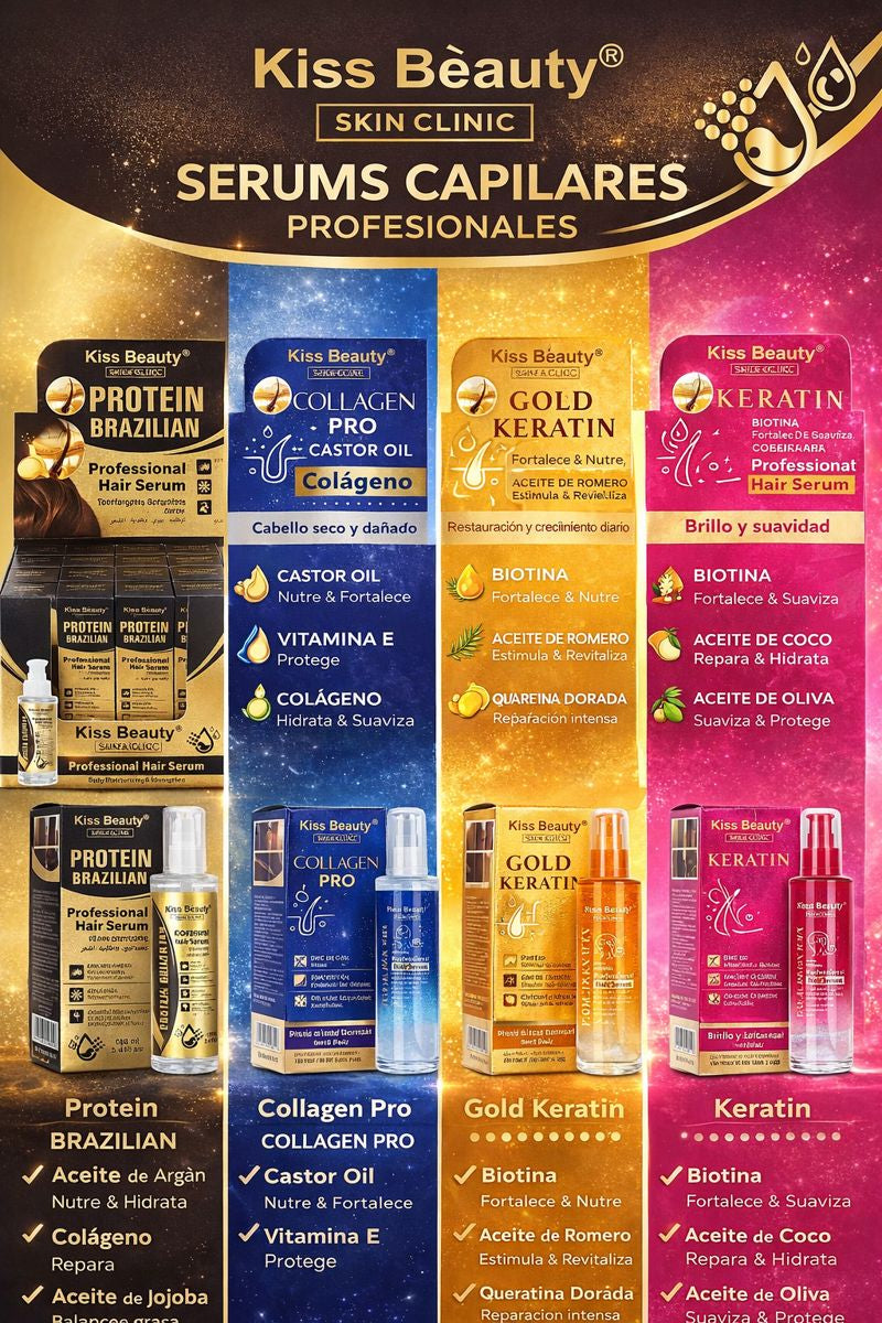 Professional Hair Serum 100 ml – Sérum Capilar Hidratante y Reparador – Keratina, Colágeno y Aceites Naturales – Para Cabello Seco y Dañado