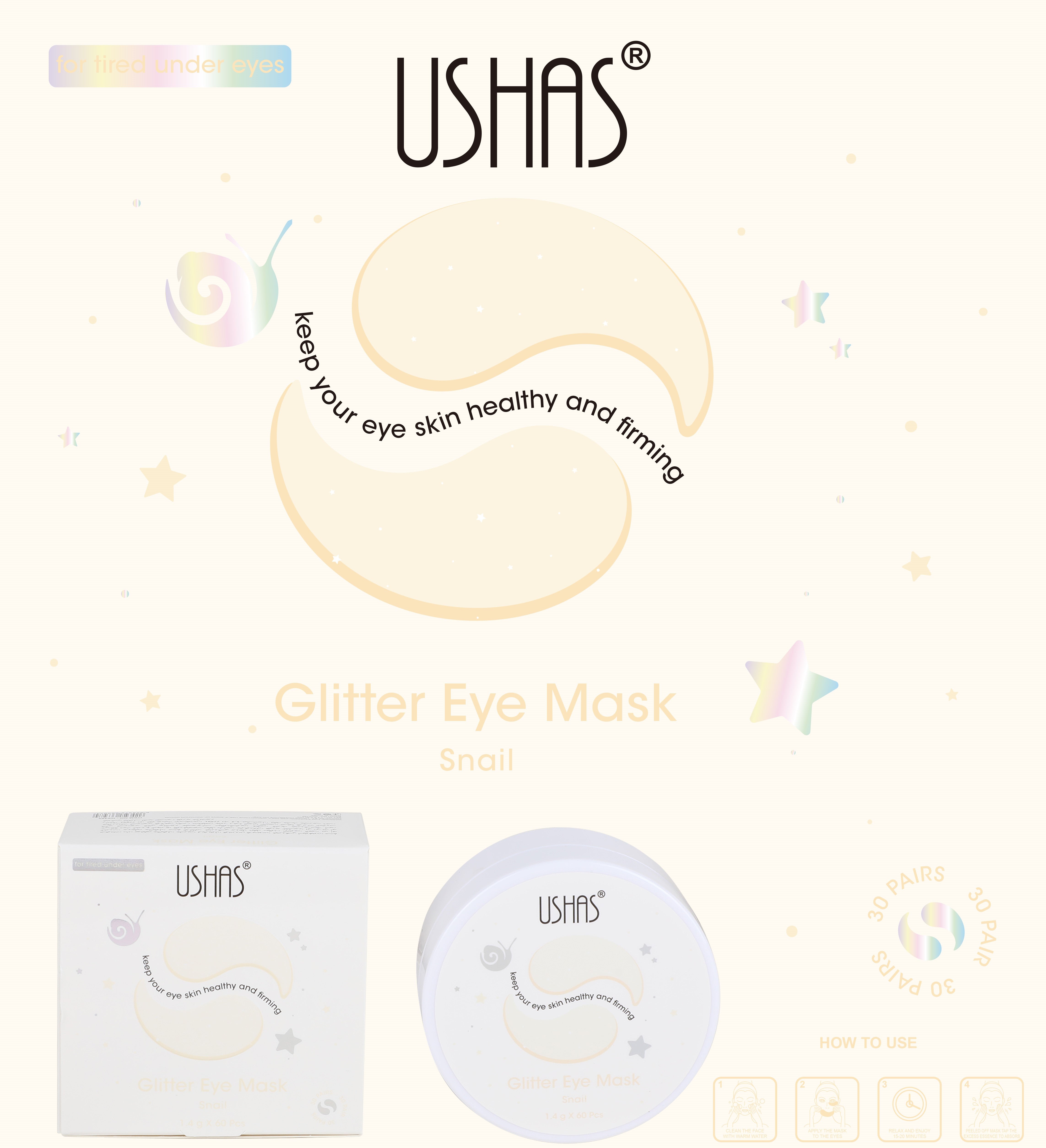 Mascarilla Hidratante, Relajante y Nutritiva para Ojos, 30 Pares/ Caja