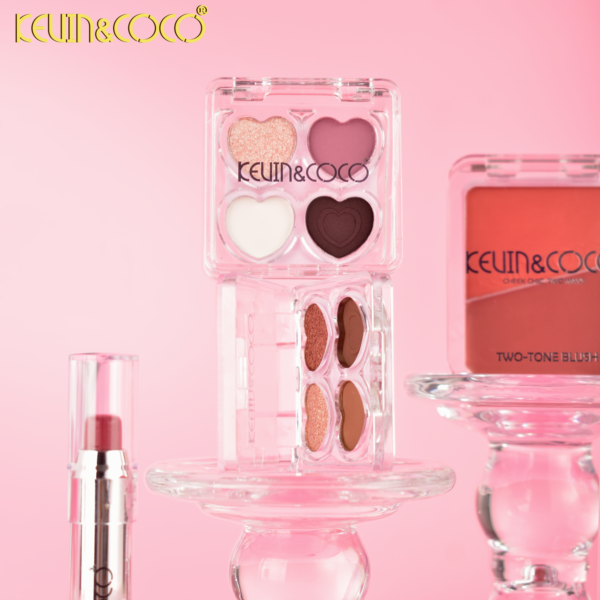 Kit de maquillaje Heart Inflation: Sombra de ojos, rubor, lápiz labial y brillo labial