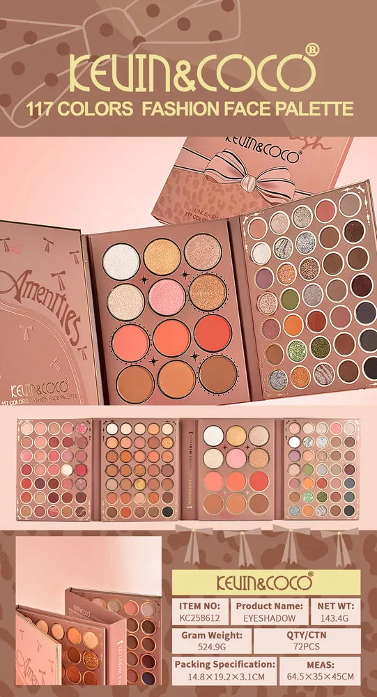 Paleta de Sombras de Ojos Brown Bowknot de 117 Colores