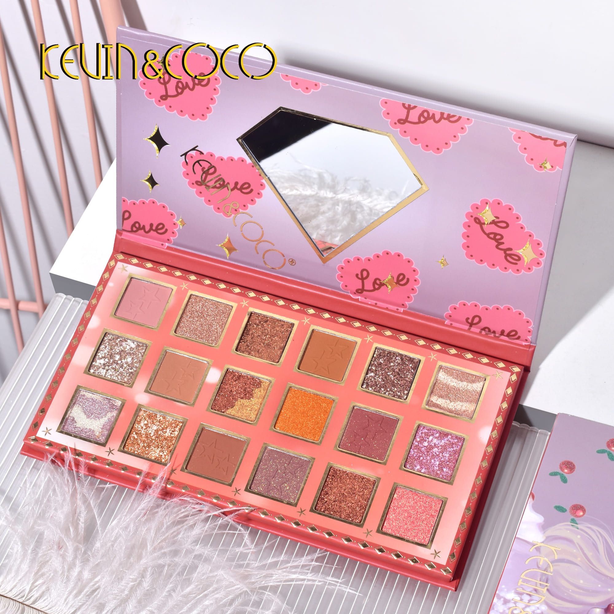 KEVIN&COCO 18colour cherry girl eyeshadow palette Hongxuan Cosmetics (3)