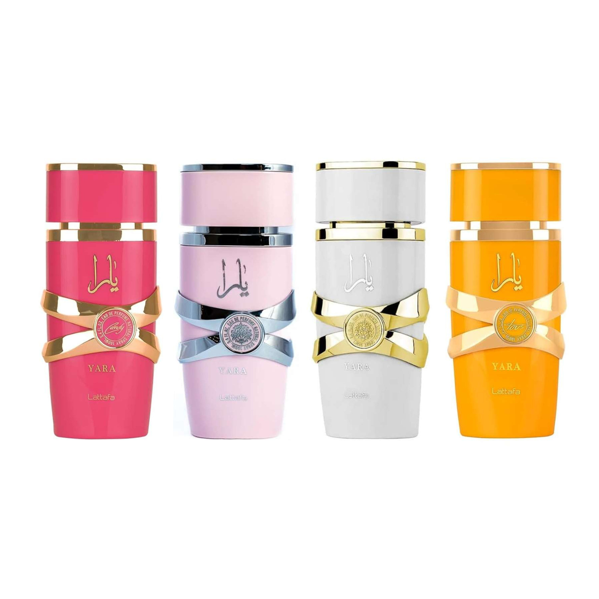 Pack de Lattafa de Yara Rosa, Yara Moi, Yara Tous y Yara Candy. 25 ml x 4 unidades.