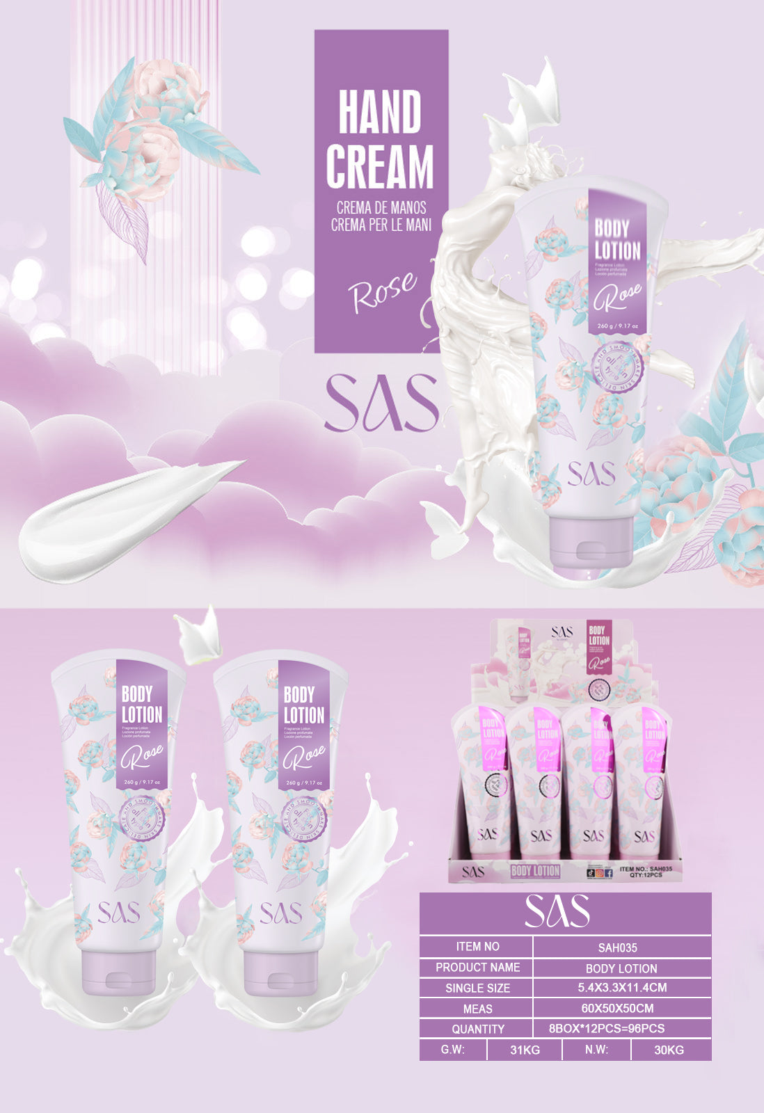 Loción Corporal Perfumada con Rosa