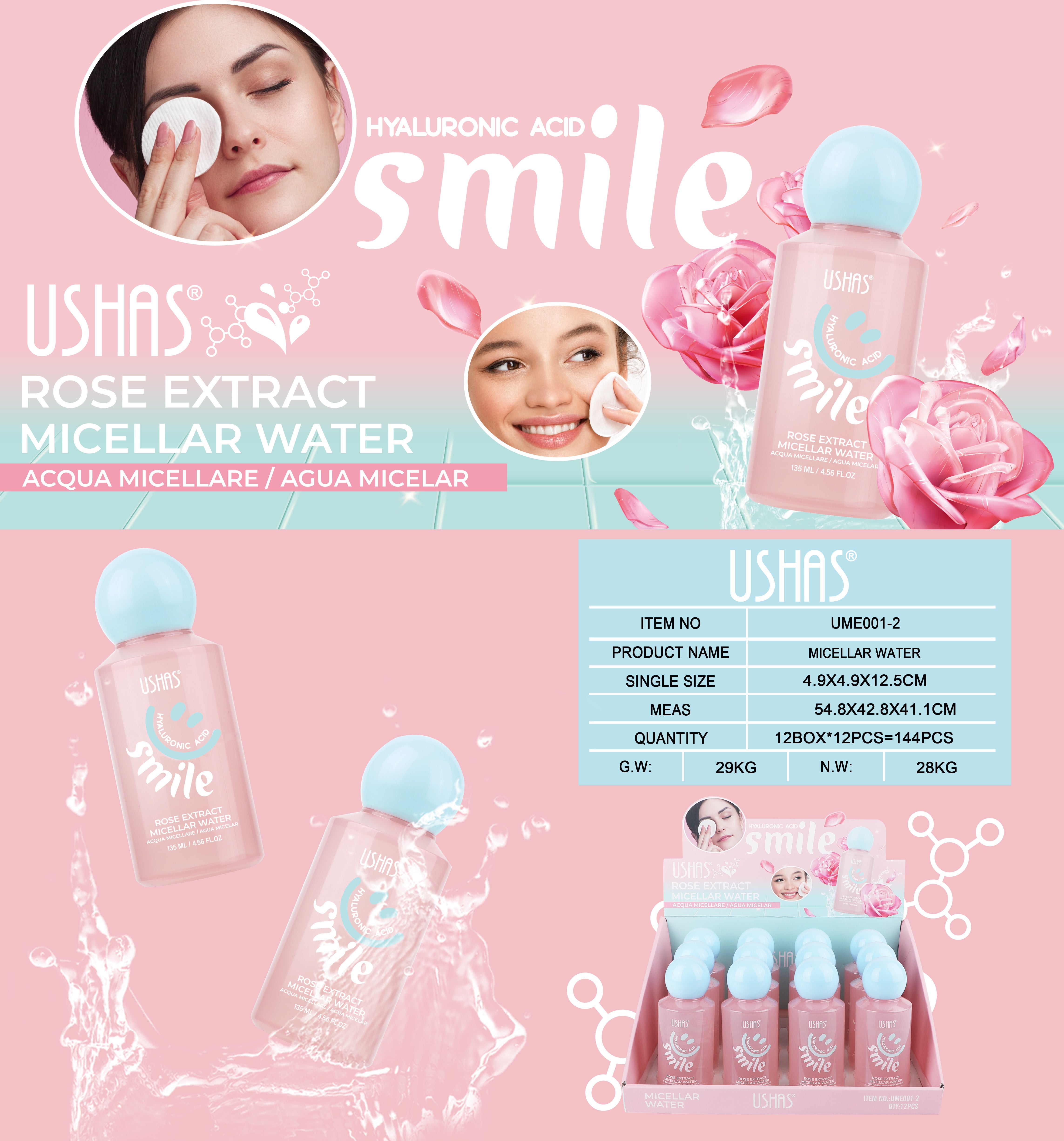 Agua Micelar Rosa/ Aloe Vera