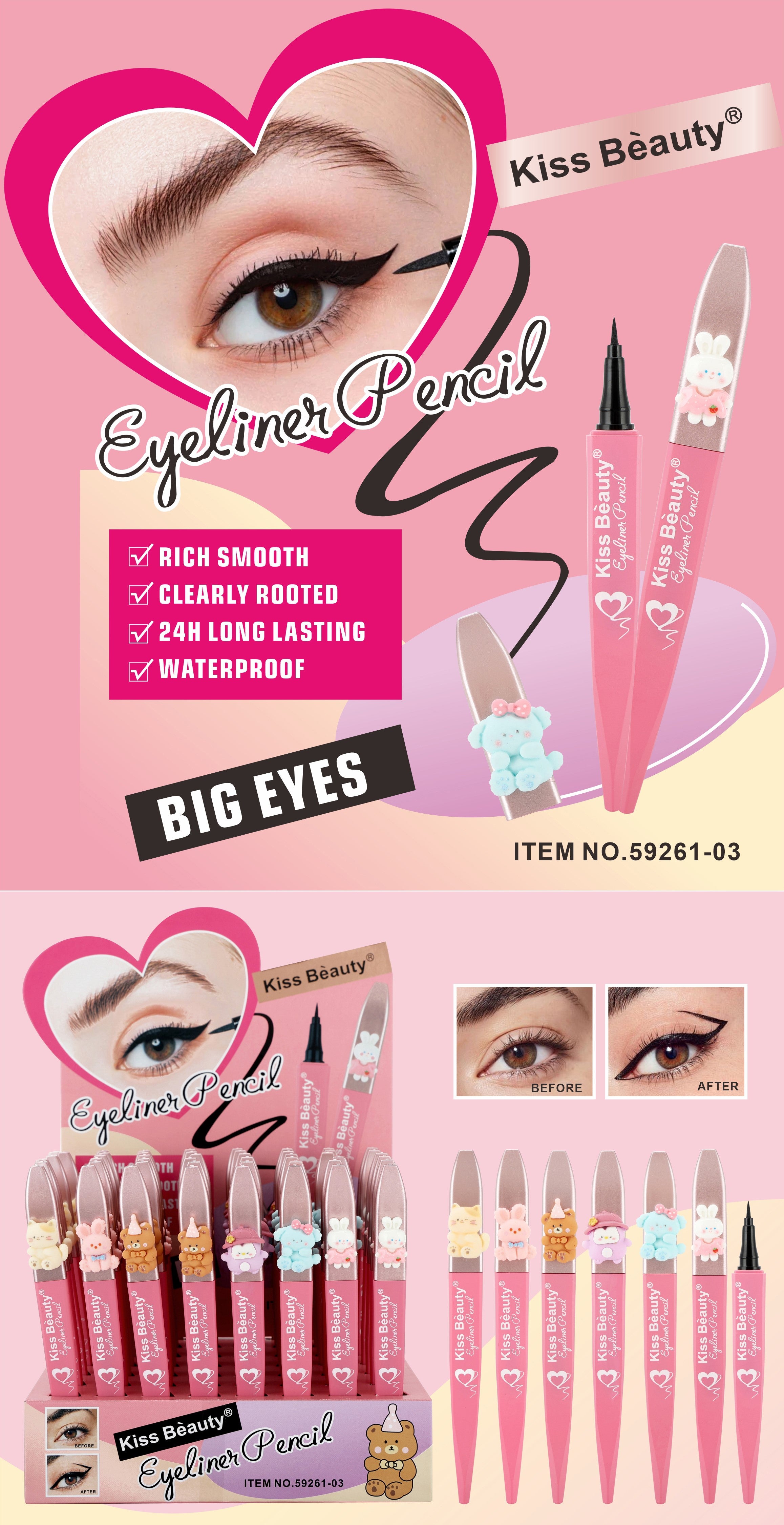 Delineador de Ojos Líquido Punta Fina, Waterproof