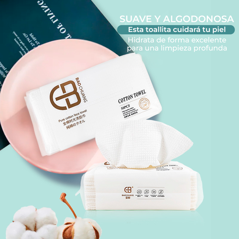 Toallitas Faciales Desechables 100% Algodón- Perfectas para Limpieza, Cuidado de la Piel y Desmaquillado, Adecuadas para Pieles Sensibles -Toallas Desechables Cara