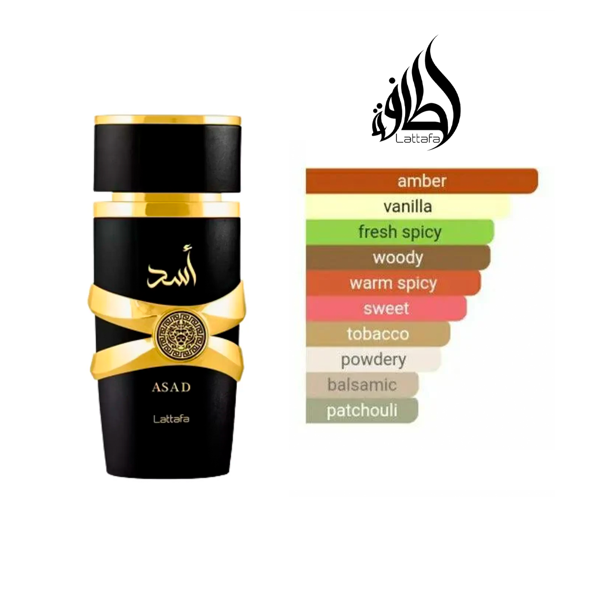 Perfume Asad Eau de Parfum de Lattafa. Perfume Árabe Hombre Larga Duración. 100 ML