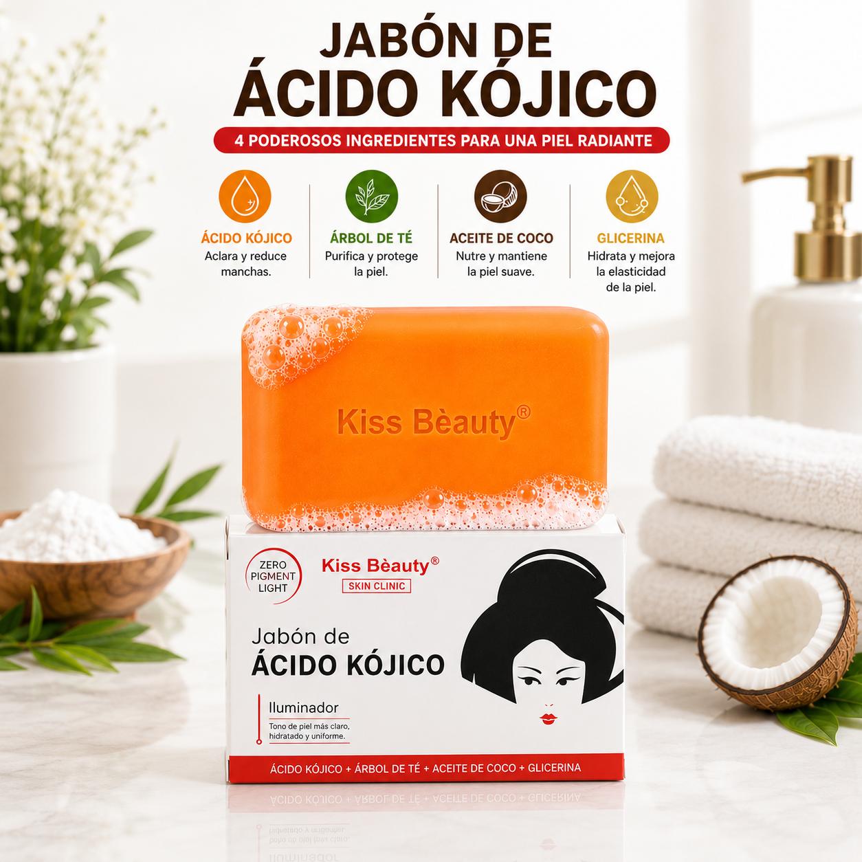 Jabón Ácido Kójico Iluminador – Con Árbol de Té, Aceite de Coco y Glicerina – 135 g
