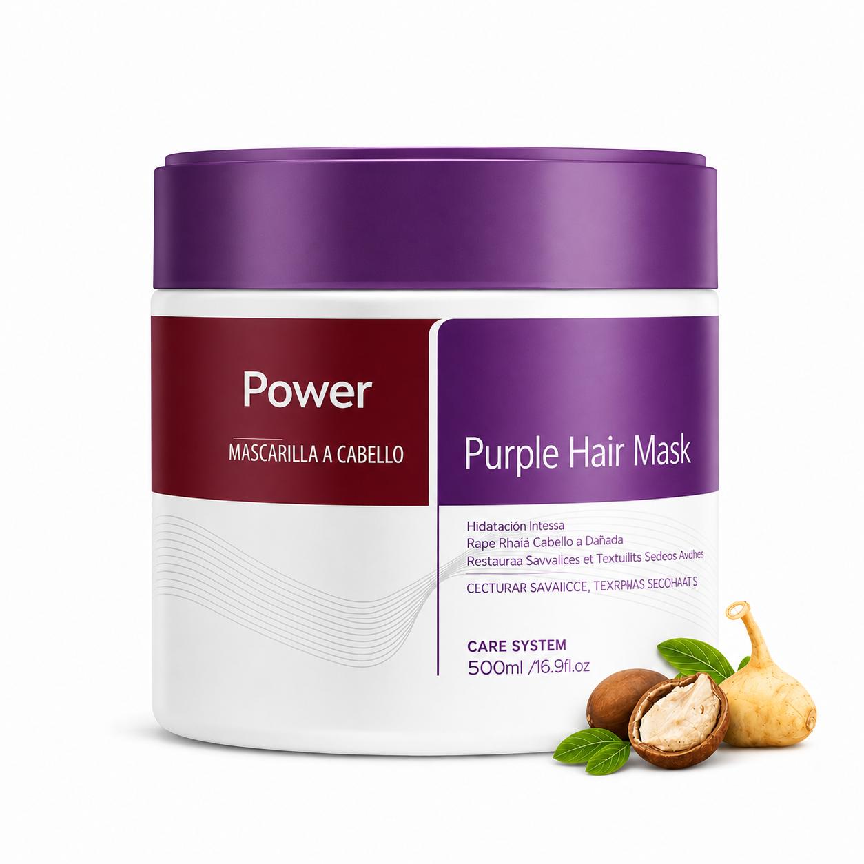 Serie Colágeno  Formato XL, Cuidado Capilar Reparador Completo con Esencia de Ma - Mascarilla Púrpura