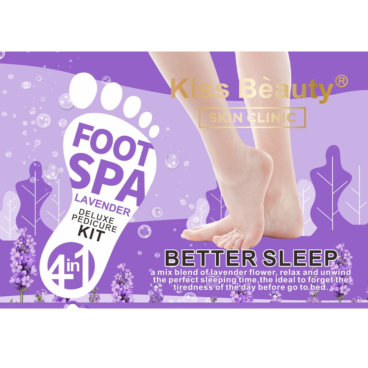 Kit De Pedicura Deluxe Para Pies Lavanda. Kit de 4 Mascarillas.