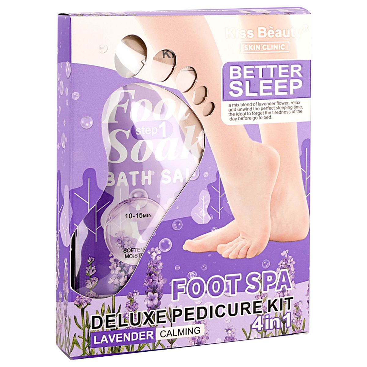 Kit De Pedicura Deluxe Para Pies Lavanda. Kit de 4 Mascarillas.