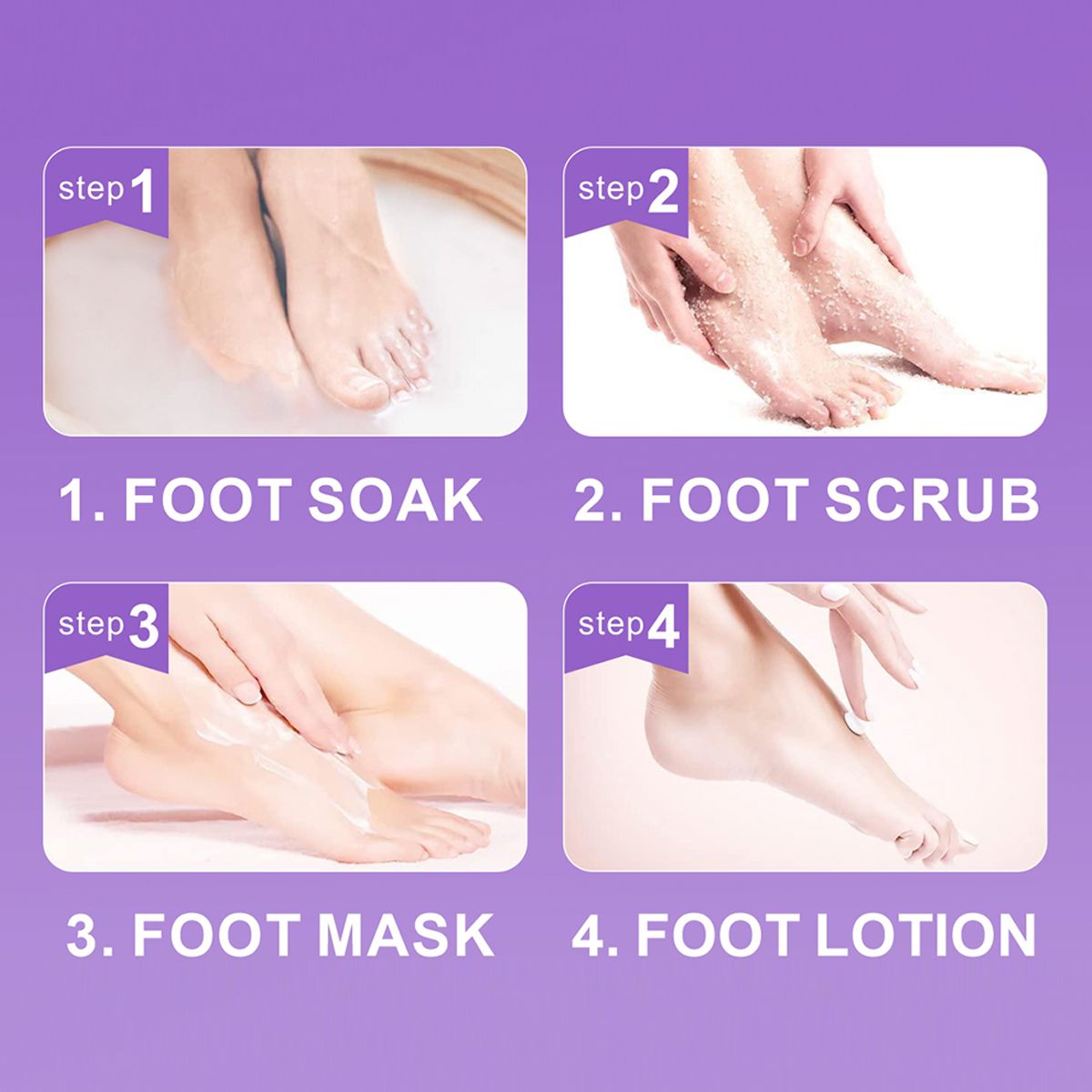 Kit De Pedicura Deluxe Para Pies Lavanda. Kit de 4 Mascarillas.