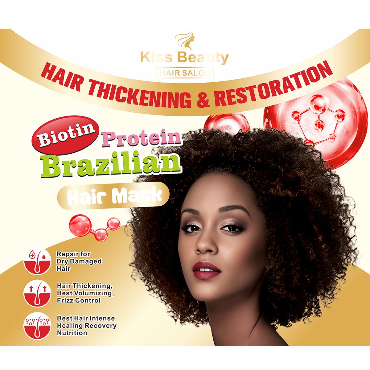 Mascarilla Capilar con Biotina y Proteína Brasileña. Voluminizador y Restauración.