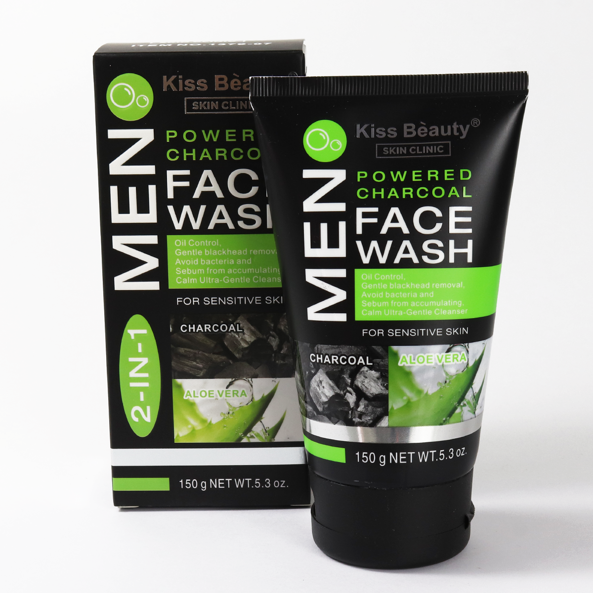 Limpiador Facial 2 In 1 Con Carbón Activo y Aloe Vera Para Hombres