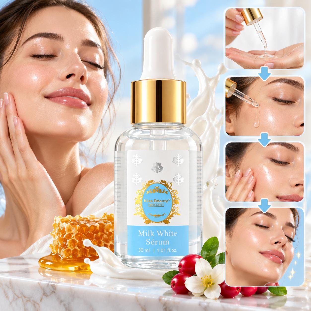 COLECCIÓN  MILK WHITE, Gama Completa de Skincare, Mascarilla Facial, Limpiador Facial, Gel de Ducha, Loción Corporal , S