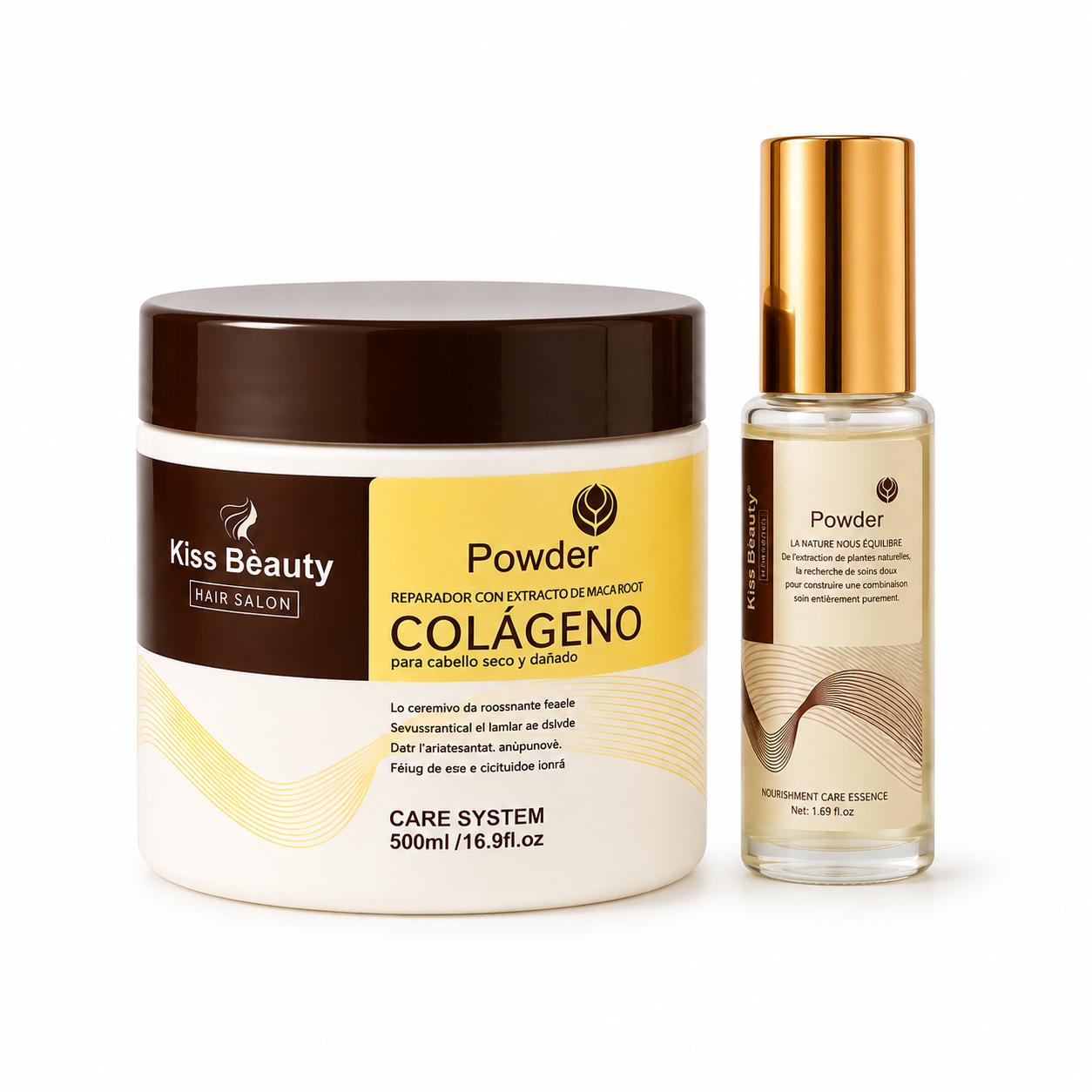 Serie Colágeno  Formato XL, Cuidado Capilar Reparador Completo con Esencia de Ma - Mascarilla + Aceite
