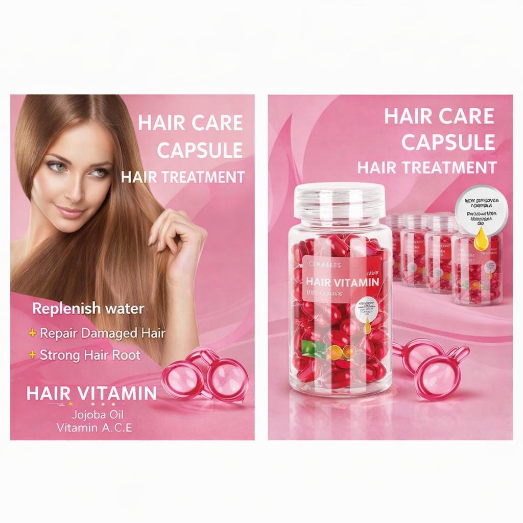 Cápsulas Capilares para Cabello Dañado con Aceite Marroquí Argán Jojoba y Vitaminas A C E Tratamiento Reparador 20 Cápsu