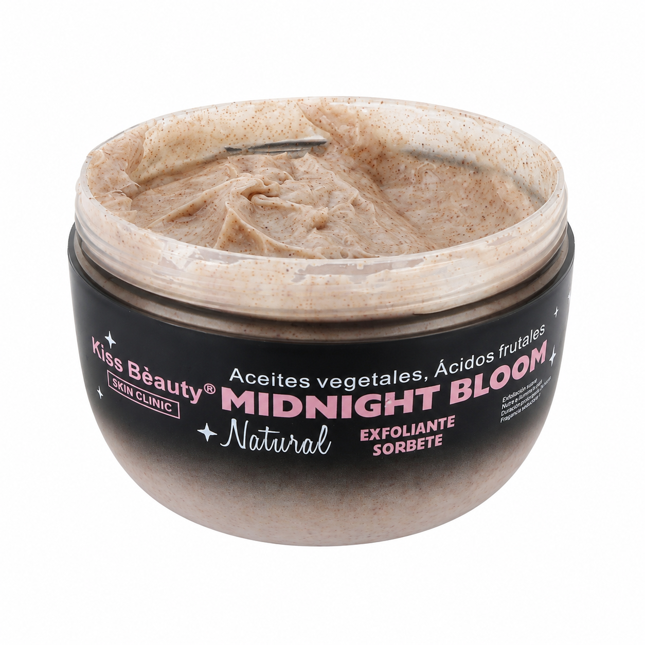 Exfoliante en Sorbete con Aceites Vegetales y Ácidos Frutales. Serie Midnight Bloom. Fragancia Seductora..