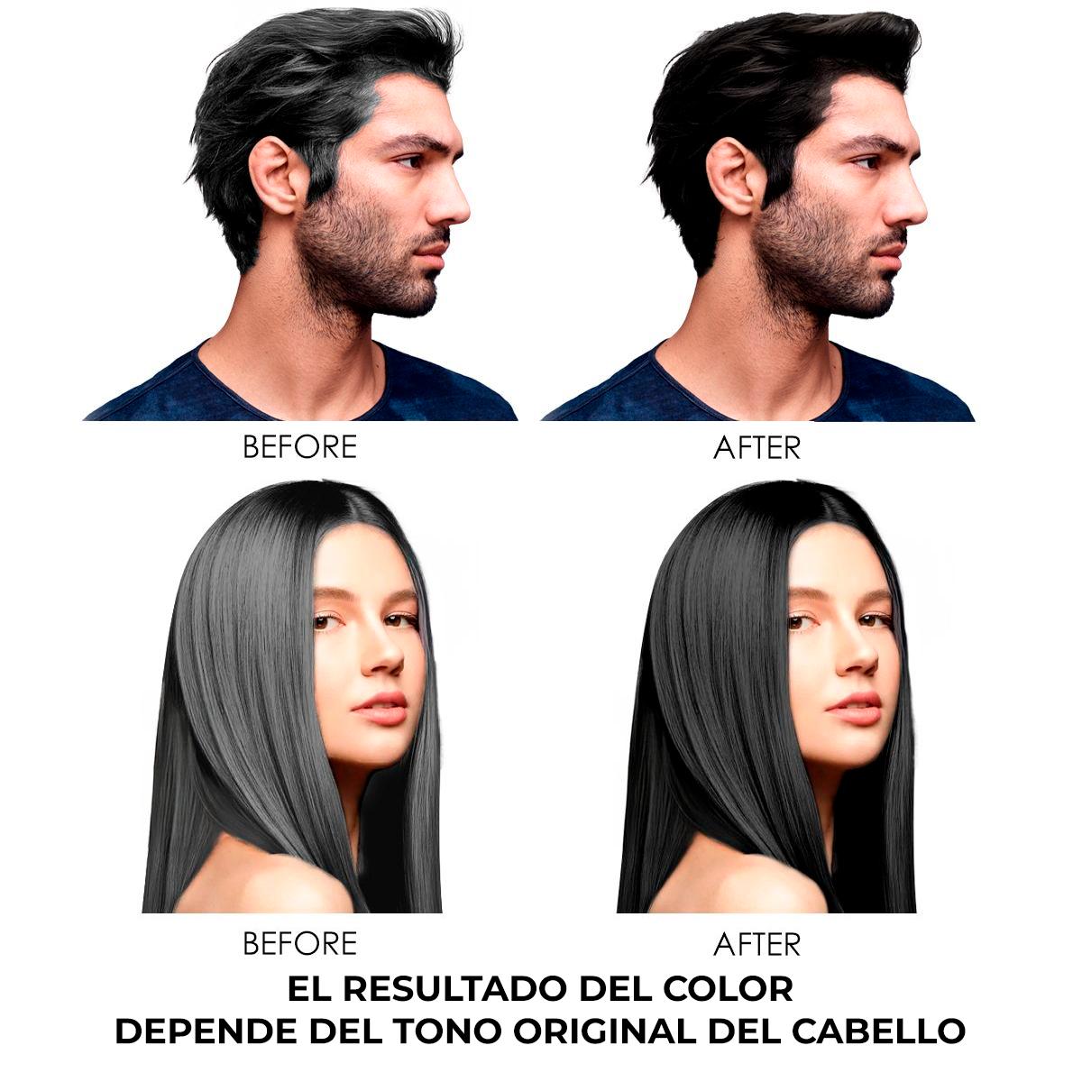 Champú Tinte Colorante Negro Marrón o Castaño Claro para Aplicación Uniforme y Tono Final Personalizado 3 en 1 Sencillo 