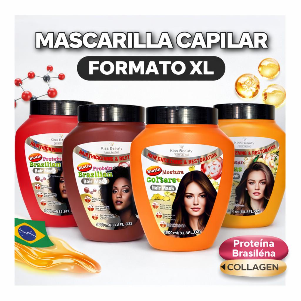 Mascarilla Capilar, Cuidado de Pelos, con Colágeno & Keratina Gold, Hidrata y Restaura. Biotina y Proteína Brasileña Vol