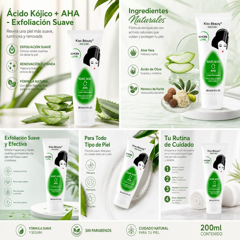 Skincare Cuidado  Kojic Acid Loción con Ácido Kójico y Niacinamida, Vitamina C, Colágeno, AHA, Ácido HialurónicoPiel Ilu