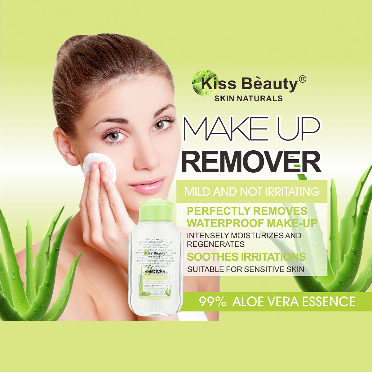 Desmaquillante Facial  – Elimina Maquillaje Waterproof, Suave e Hidratante, para Piel Sensible, 109 ml (Aloe Vera o Rosa)