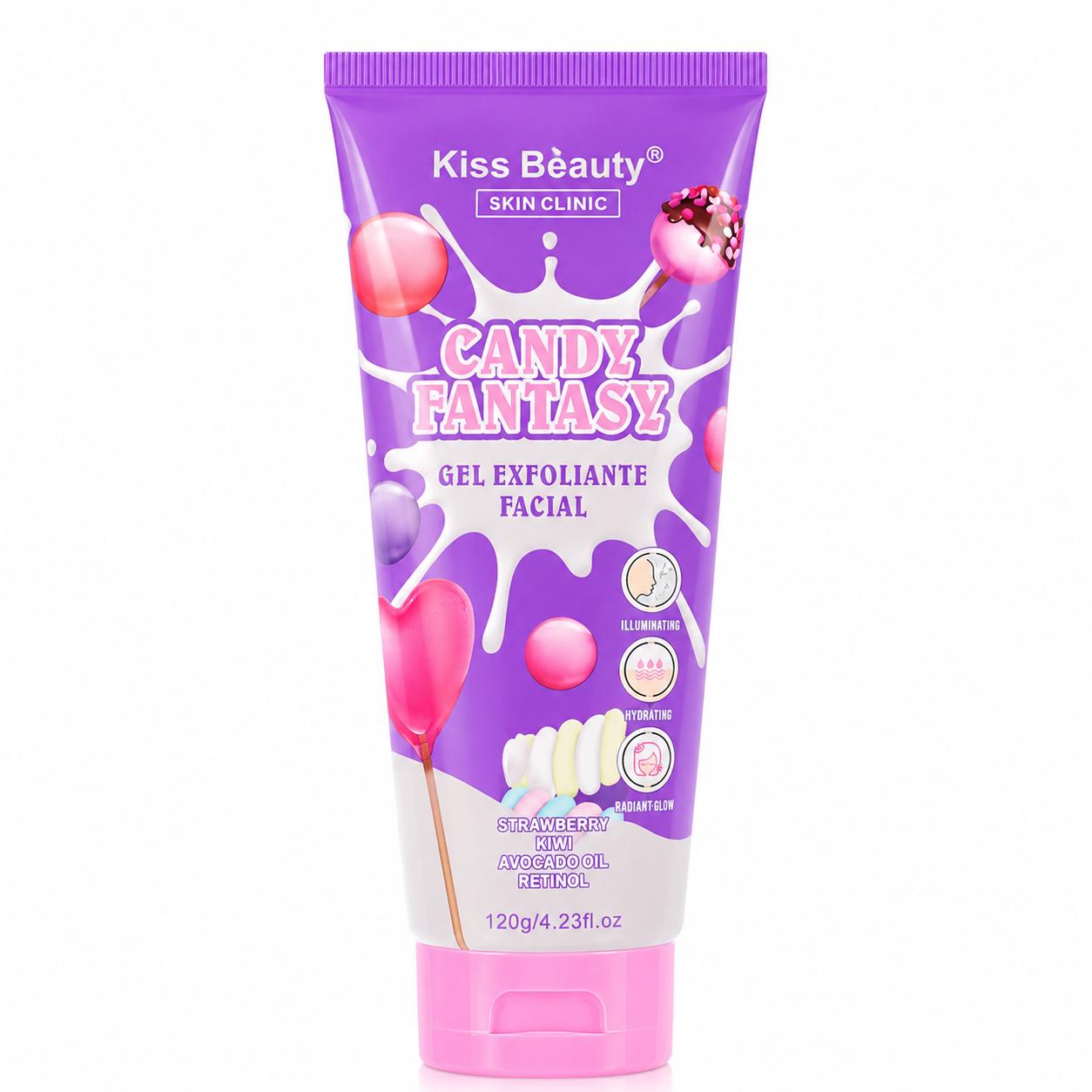 Gel de Ducha, Loción Corporal, Mascarilla Hidratante. 8 Sensaciones, Candy Fanta - Exfoliante Facial Candy Fantasy