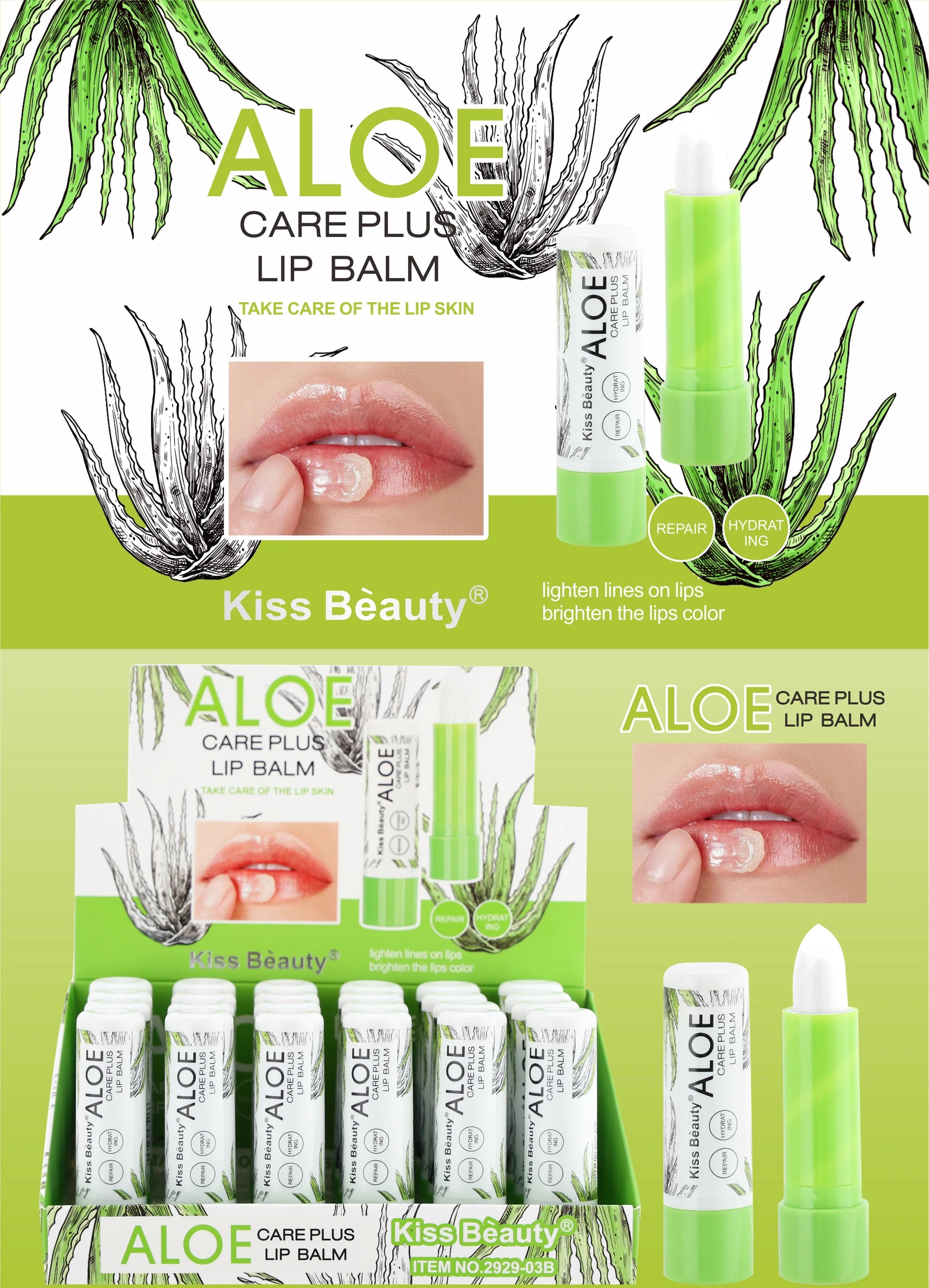 Bálsamo Labial con Aloe Vera, Hidratante y Reparador.