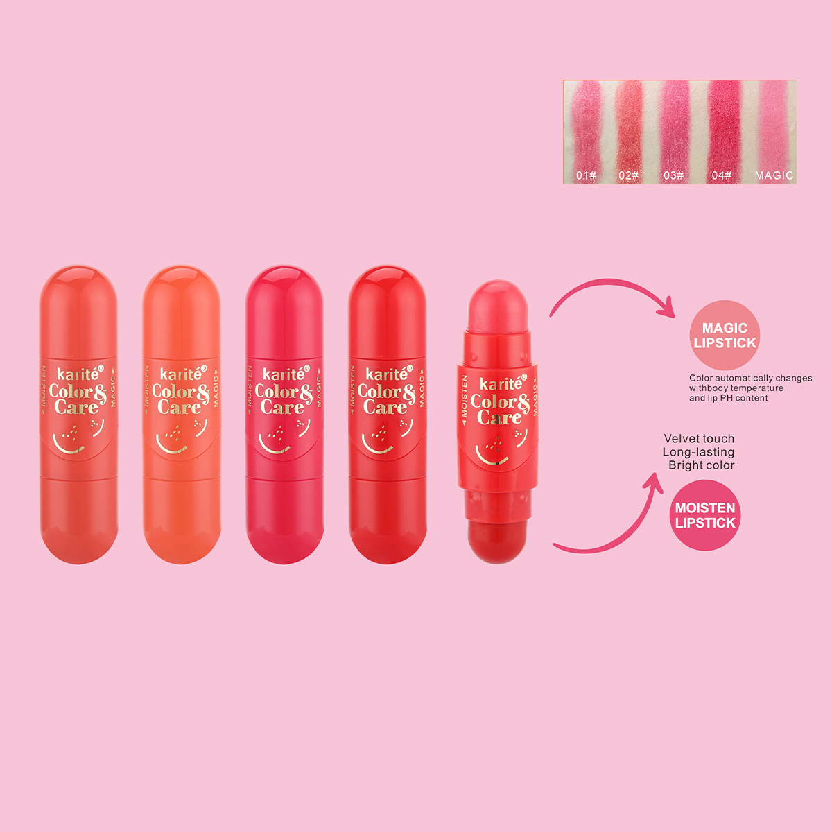Pintalabios Mágico + Humectante Labial Cambia de Color con Temperatura y pH Tacto Aterciopelado Brillante y Duradero