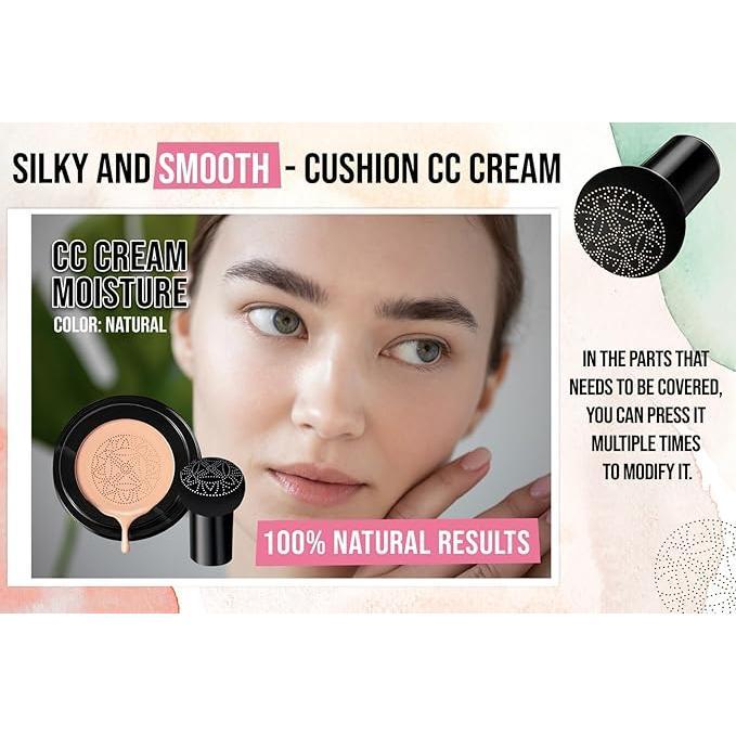 CC Cream, Base de Maquillaje Air Cushion, Foundation de Larga Duración y Alta Cobertura, Hidratante y Piel Respirable.