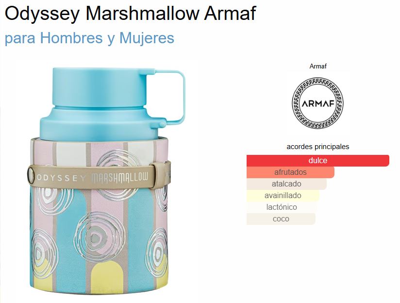 Perfume Árabe Mujer Odyssey Marshmallow Eau de Parfum 110 ml – Aroma Dulce Gourmand, Larga Duración