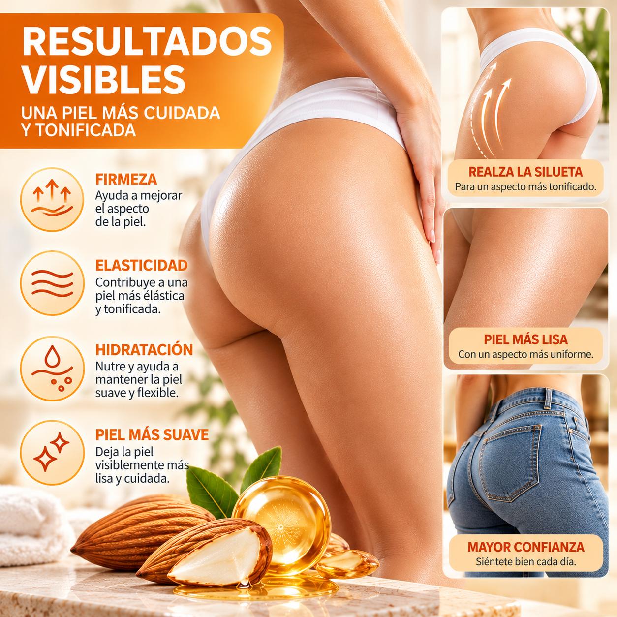 Cuidado Corporal , Cuidado de los Glúteos – Exfoliante Revitalizante, Crema para Glúteos y Jabón Exfoliante Hip Scrub