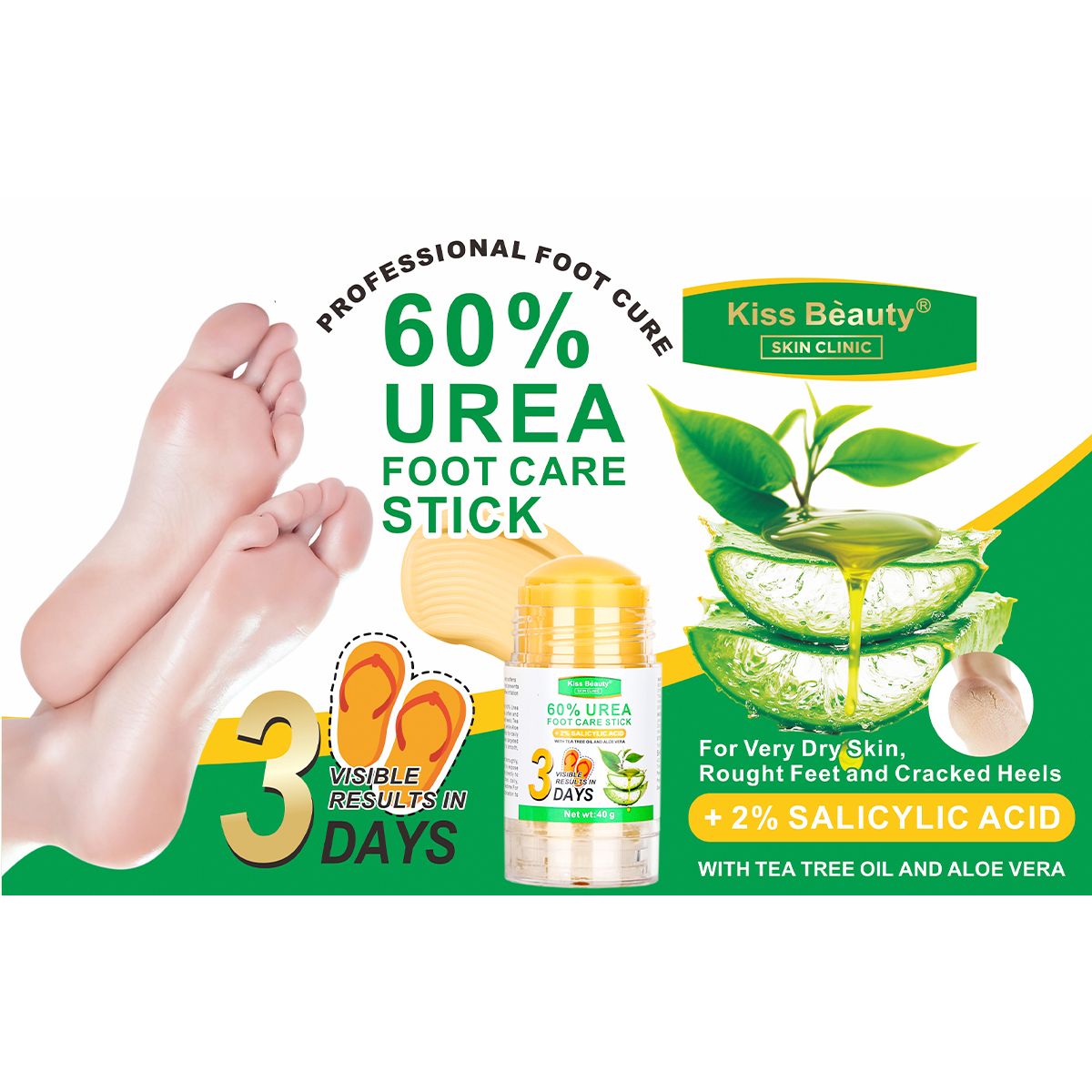 Barra Stick para Tratamiento de Sequedad y Nutre Pies, con Urea y Ácido Salicílico.